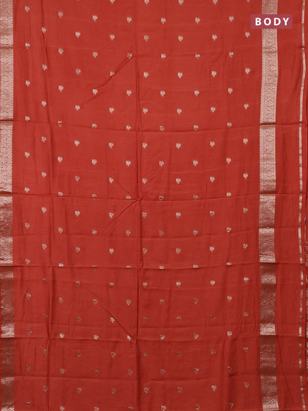 Semi chanderi saree rust shade and wine shade with allover zari woven buttas and rettapet zari woven border