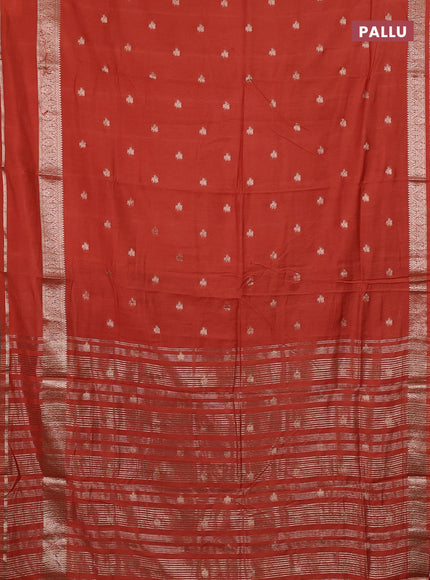 Semi chanderi saree rust shade and wine shade with allover zari woven buttas and rettapet zari woven border