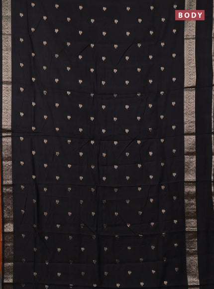 Semi chanderi saree black and rust shade with allover zari woven buttas and rettapet zari woven border