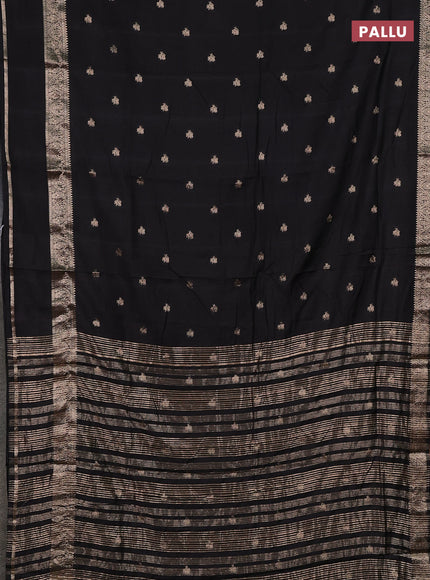 Semi chanderi saree black and rust shade with allover zari woven buttas and rettapet zari woven border
