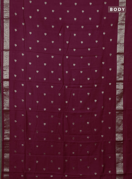 Semi chanderi saree wine shade and rust shade with allover zari woven buttas and rettapet zari woven border