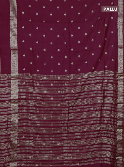 Semi chanderi saree wine shade and rust shade with allover zari woven buttas and rettapet zari woven border