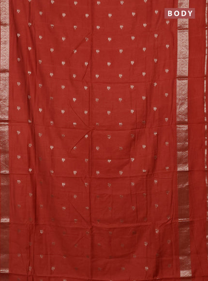 Semi chanderi saree rust shade and navy blue with allover zari woven buttas and rettapet zari woven border