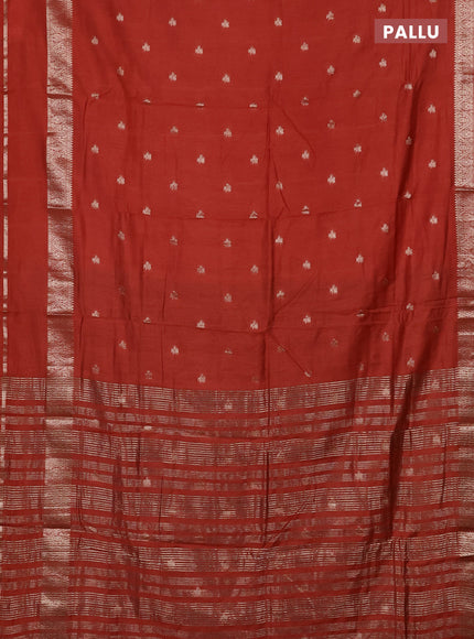 Semi chanderi saree rust shade and navy blue with allover zari woven buttas and rettapet zari woven border