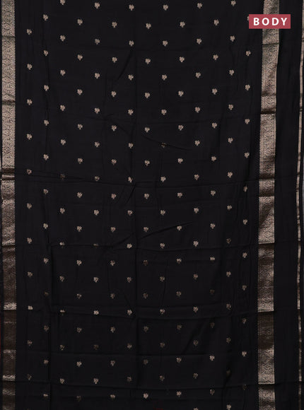 Semi chanderi saree black and red with allover zari woven buttas and rettapet zari woven border