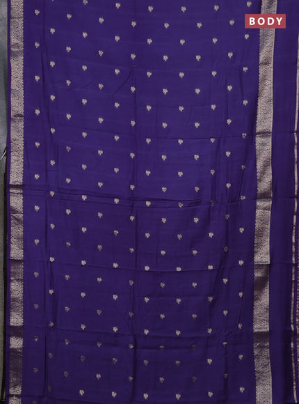 Semi chanderi saree blue and black with allover zari woven buttas and rettapet zari woven border