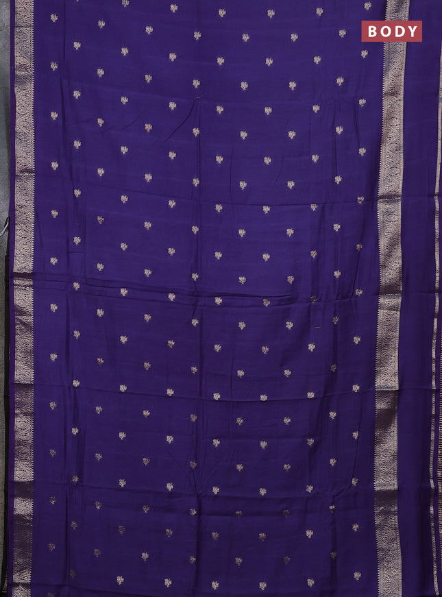 Semi chanderi saree blue and black with allover zari woven buttas and rettapet zari woven border