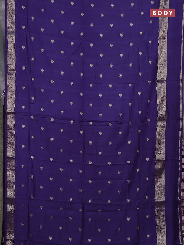 Semi chanderi saree blue and black with allover zari woven buttas and rettapet zari woven border