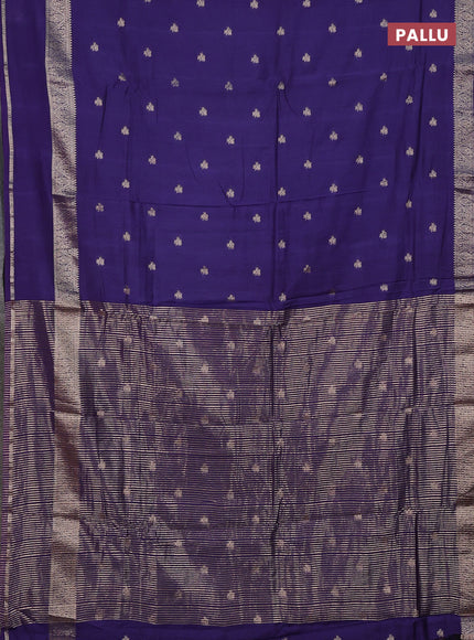 Semi chanderi saree blue and black with allover zari woven buttas and rettapet zari woven border