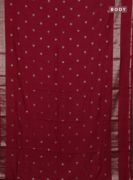 Semi chanderi saree red and black with allover zari woven buttas and rettapet zari woven border