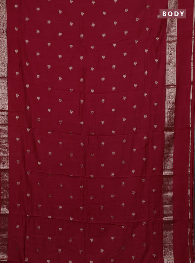 Semi chanderi saree red and black with allover zari woven buttas and rettapet zari woven border