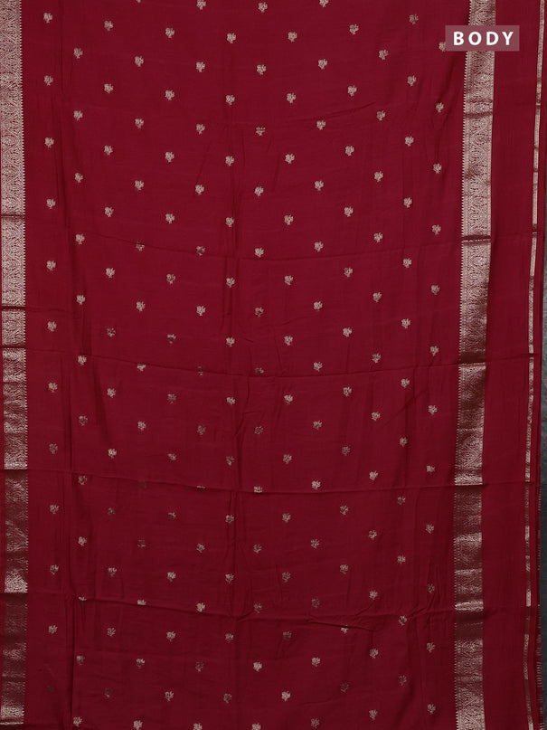 Semi chanderi saree red and black with allover zari woven buttas and rettapet zari woven border