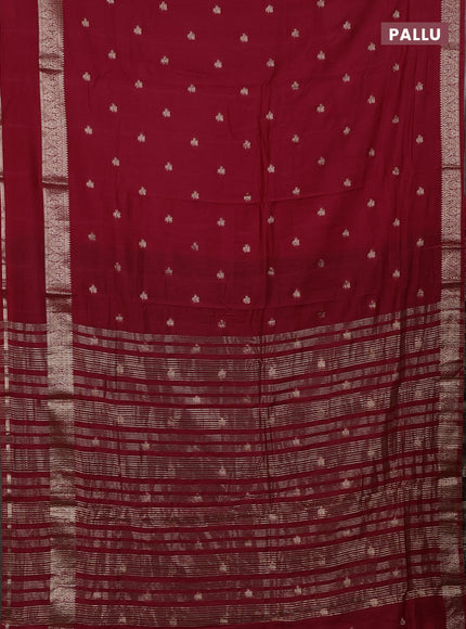 Semi chanderi saree red and black with allover zari woven buttas and rettapet zari woven border