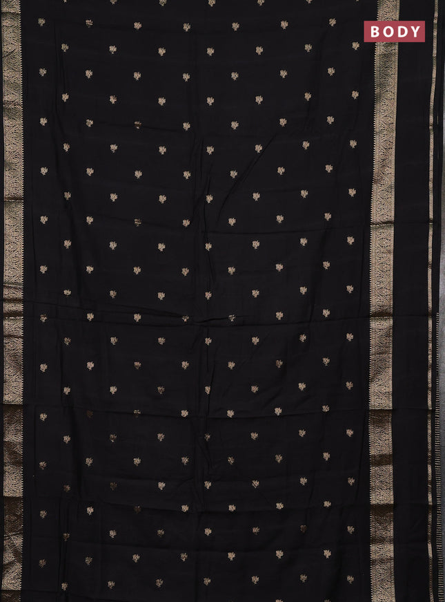 Semi chanderi saree black and rust shade with allover zari woven buttas and rettapet zari woven border