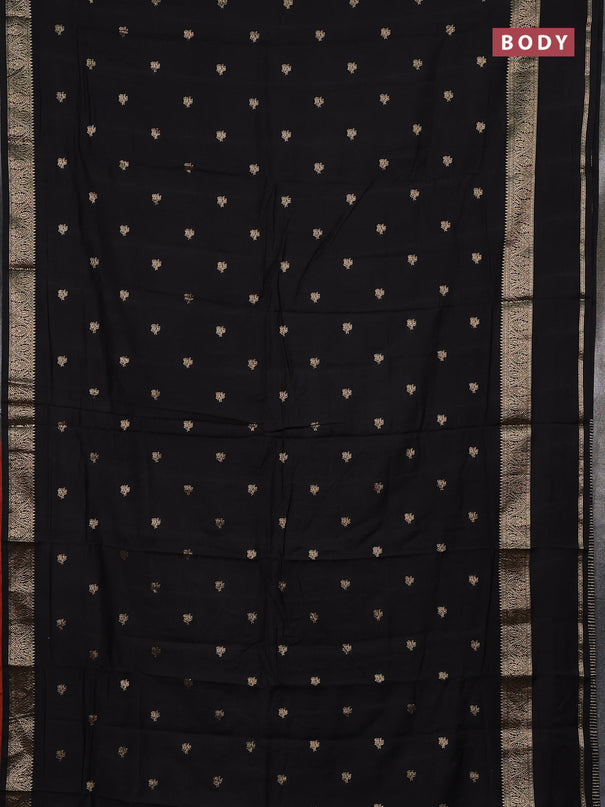 Semi chanderi saree black and rust shade with allover zari woven buttas and rettapet zari woven border