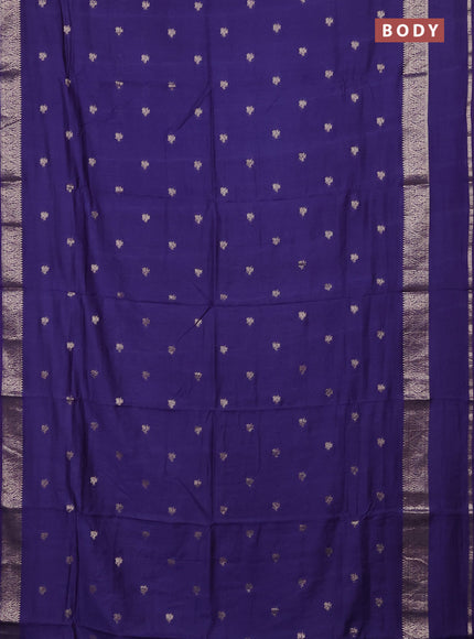 Semi chanderi saree blue and wine shade with allover zari woven buttas and rettapet zari woven border