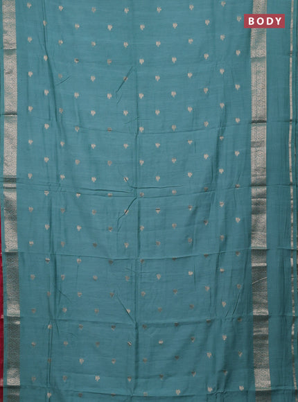 Semi chanderi saree pastel green and pink with allover zari woven buttas and rettapet zari woven border