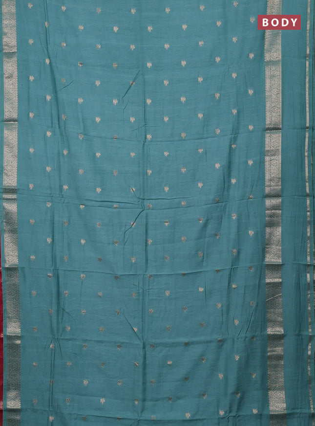 Semi chanderi saree pastel green and pink with allover zari woven buttas and rettapet zari woven border