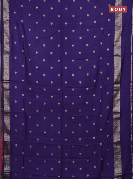 Semi chanderi saree blue and light pink with allover zari woven buttas and rettapet zari woven border