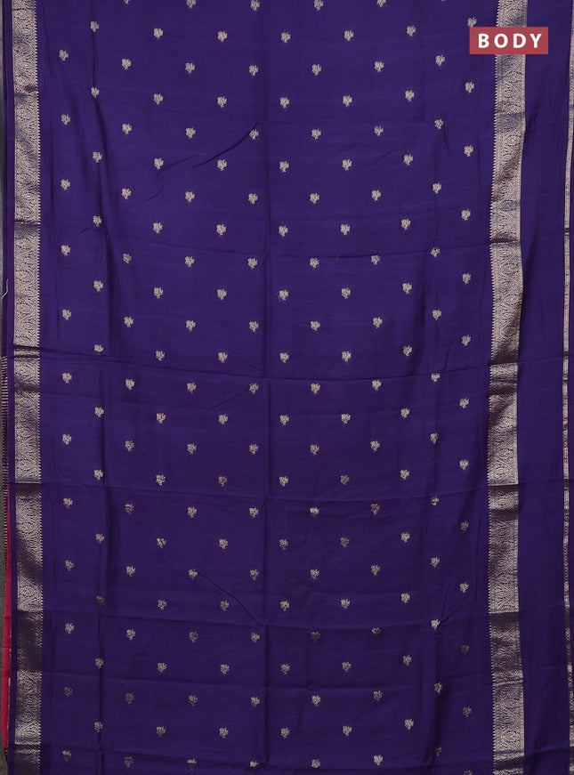 Semi chanderi saree blue and light pink with allover zari woven buttas and rettapet zari woven border