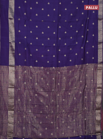 Semi chanderi saree blue and light pink with allover zari woven buttas and rettapet zari woven border