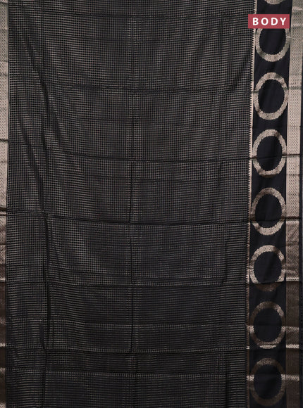 Semi chanderi saree black and red with allover zari checked pattern and zari woven butta border