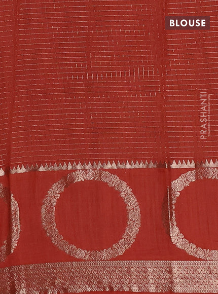 Semi chanderi saree deep wine shade and rust shade with allover zari checked pattern and zari woven butta border