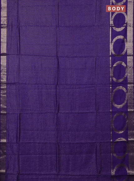 Semi chanderi saree violet and rust shade with allover zari checked pattern and zari woven butta border