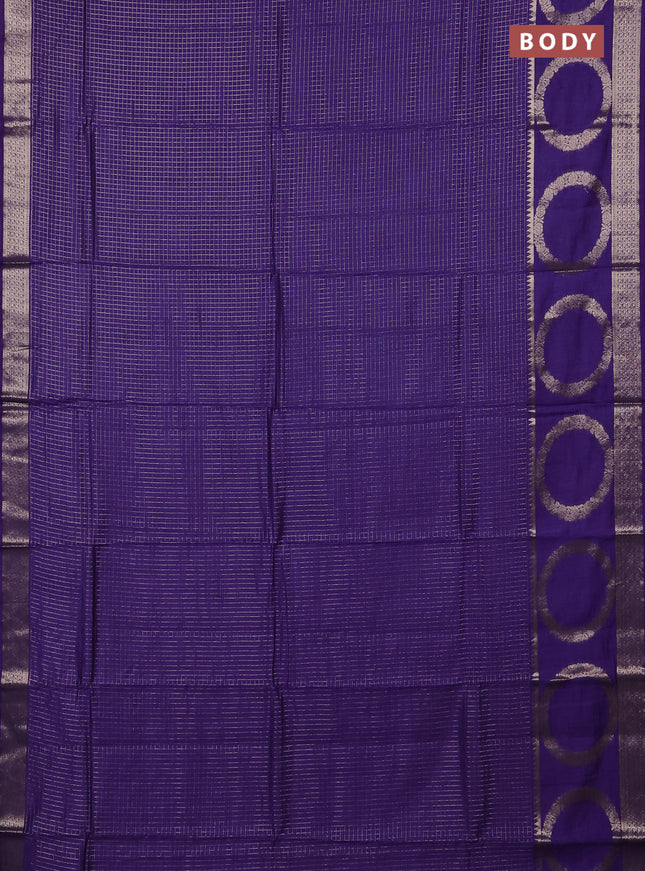 Semi chanderi saree violet and rust shade with allover zari checked pattern and zari woven butta border