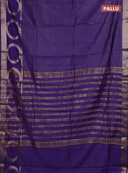 Semi chanderi saree violet and rust shade with allover zari checked pattern and zari woven butta border