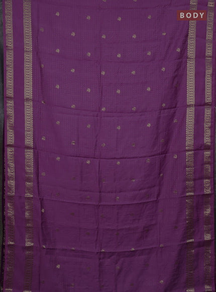 Semi chanderi saree lavender and violet with allover zari woven buttas and rettapet zari woven border
