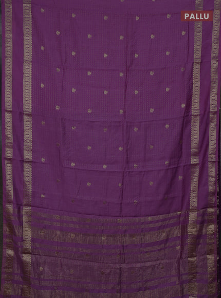 Semi chanderi saree lavender and violet with allover zari woven buttas and rettapet zari woven border