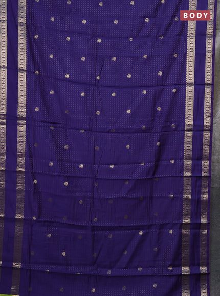 Semi chanderi saree navy bliue and light green with allover zari woven buttas and rettapet zari woven border