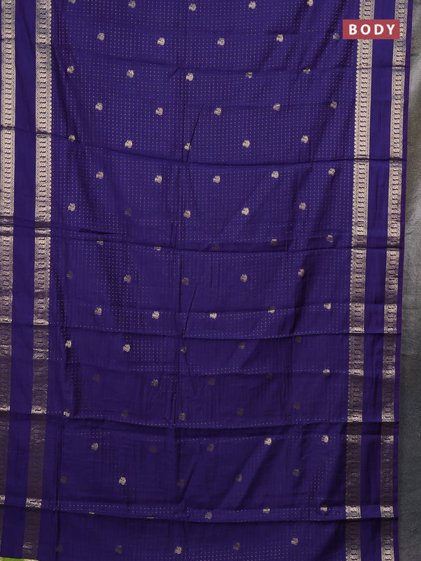 Semi chanderi saree navy bliue and light green with allover zari woven buttas and rettapet zari woven border