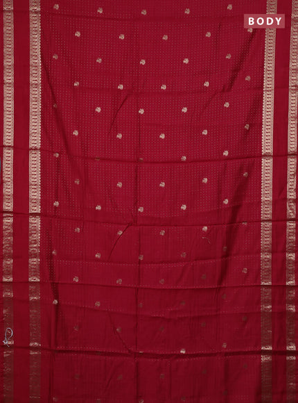 Semi chanderi saree wine shade and green with allover zari woven buttas and rettapet zari woven border