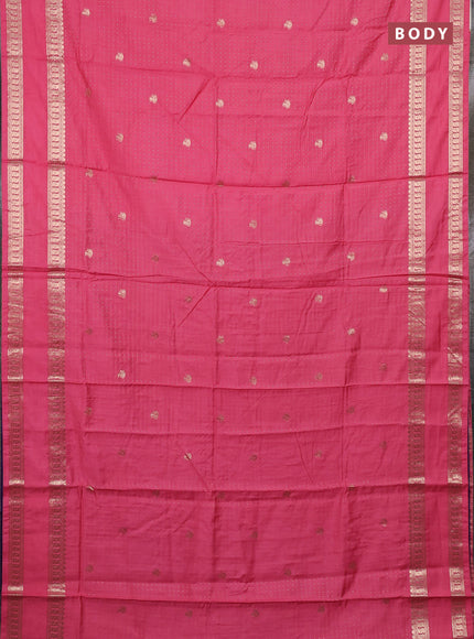 Semi chanderi saree pink and violet with allover zari woven buttas and rettapet zari woven border