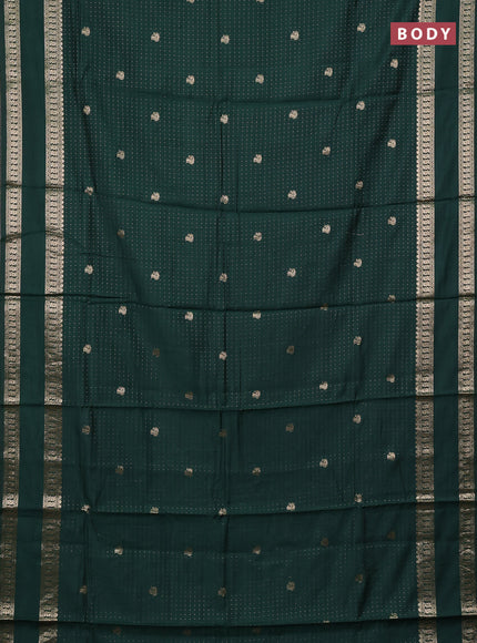 Semi chanderi saree bottle green and peach pink with allover zari woven buttas and rettapet zari woven border