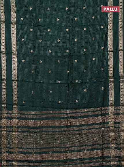 Semi chanderi saree bottle green and peach pink with allover zari woven buttas and rettapet zari woven border