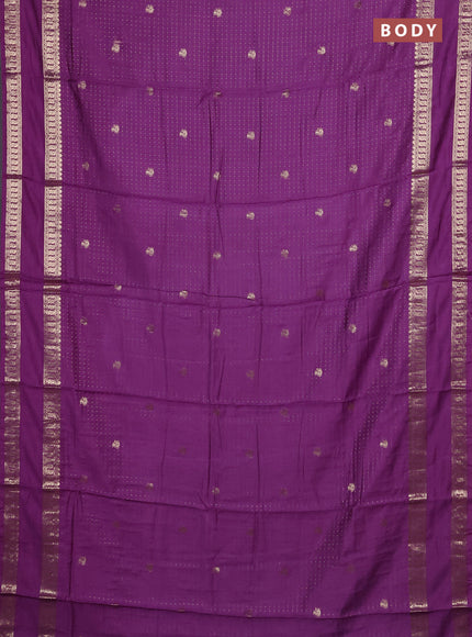 Semi chanderi saree purple and light green with allover zari woven buttas and rettapet zari woven border