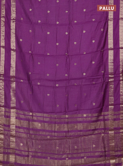 Semi chanderi saree purple and light green with allover zari woven buttas and rettapet zari woven border