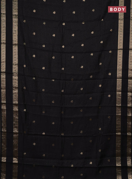 Semi chanderi saree black and maroon with allover zari woven buttas and rettapet zari woven border