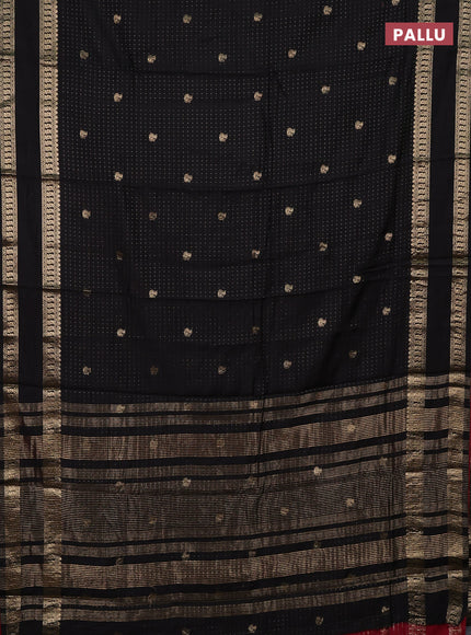Semi chanderi saree black and maroon with allover zari woven buttas and rettapet zari woven border