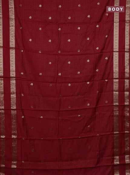 Semi chanderi saree red and green with allover zari woven buttas and rettapet zari woven border