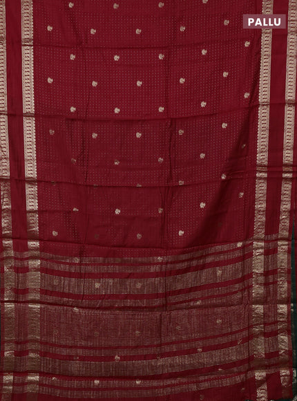 Semi chanderi saree red and green with allover zari woven buttas and rettapet zari woven border