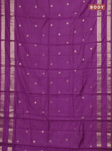 Semi chanderi saree lavender and violet with allover zari woven buttas and rettapet zari woven border