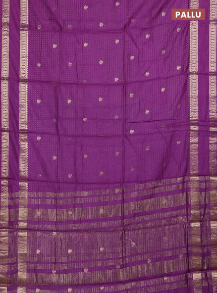 Semi chanderi saree lavender and violet with allover zari woven buttas and rettapet zari woven border