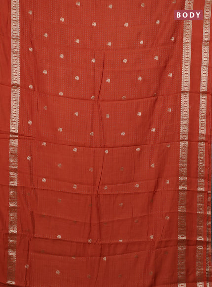 Semi chanderi saree rust shade and black with allover zari woven buttas and rettapet zari woven border