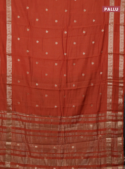 Semi chanderi saree rust shade and black with allover zari woven buttas and rettapet zari woven border