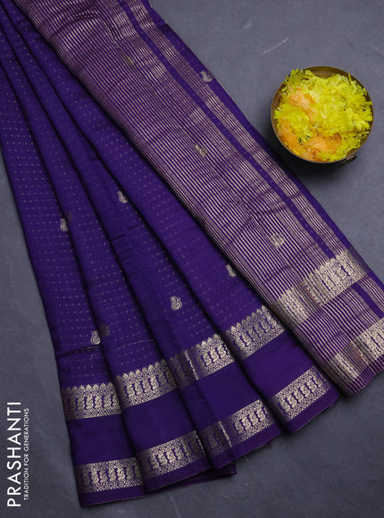 Semi chanderi saree navy blue and light pink with allover zari woven buttas and rettapet zari woven border