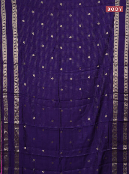 Semi chanderi saree navy blue and light pink with allover zari woven buttas and rettapet zari woven border
